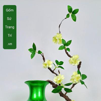 bình men xanh hoạ tiết chim trĩ phù dung